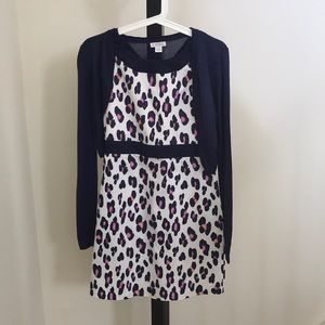 Cheetah Print Dress and Navy Blue Cardigan (12)
